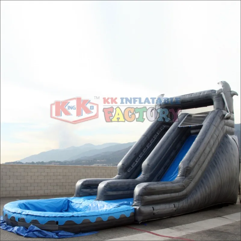 Серая надувная влажная горка 18 футов высотой водная в ваш бассейн|water slide for