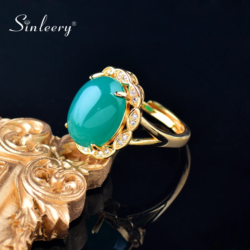 SINLEERY роскошные большие кольца с овальным камнем желтое золото красный зеленый