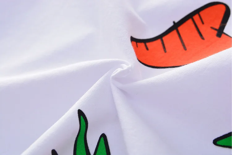 Летняя Детская Хлопковая одежда для мальчиков и девочек футболка с морковкой