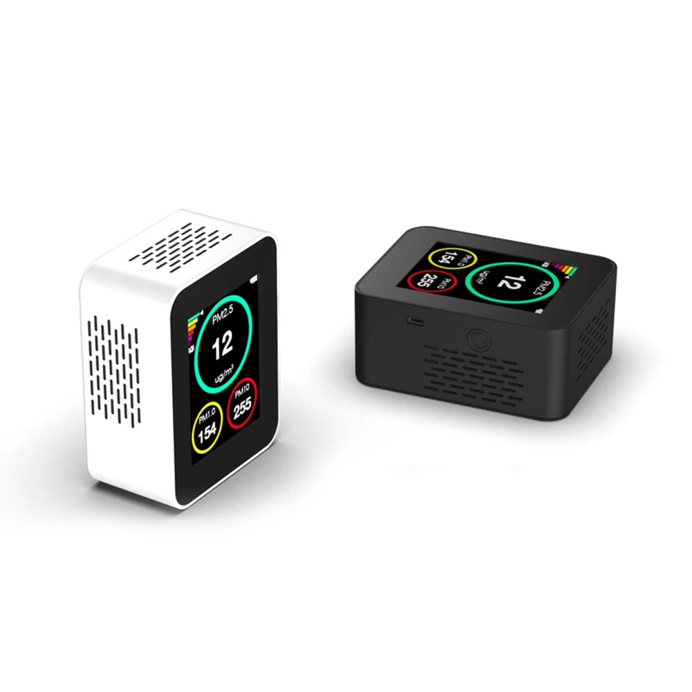 

Meter Air Quality Monitor PM2.5 Detector Detection Of Indoor Pollution With LCD Display PM1.0 Detector For Home Office Black