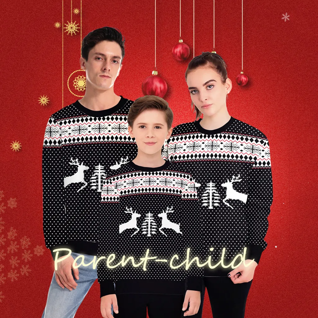 Женский Рождественский Свитшот с 3d принтом в горошек пуловер для всей семьи