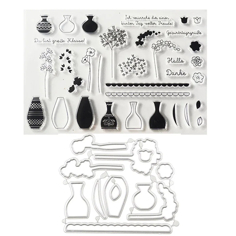 Прозрачные прозрачные штампы для цветочной вазы/декоративные скрапбукинга