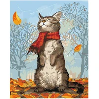 amtmbs animal cat in scarf diy painting by numbers adults for drawing on canvas oil coloring by numbers wall painting decor