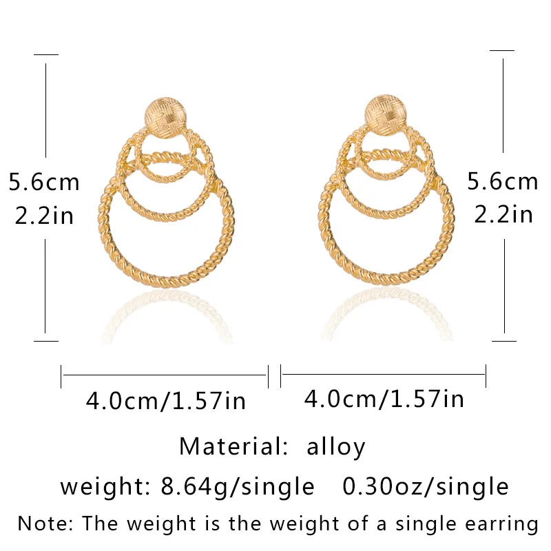 

New Punk Circles Linked Hoops Earrings for Women Girls Party Wedding Loop Earrings Gold Hoop Hip Hop Street Jewelry