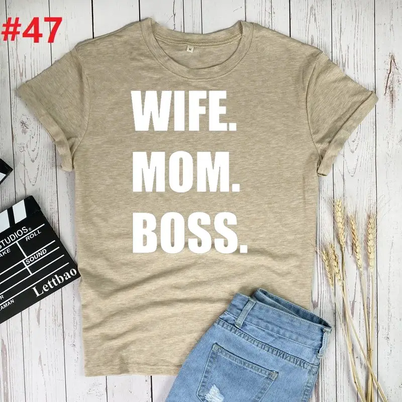 

Wife Mom Boss Print T Shirt Women Summer Harajuku T Shirt Vogue Leopard Graphic Female T-shirt Kawaii Casual Tee Woman Clothing