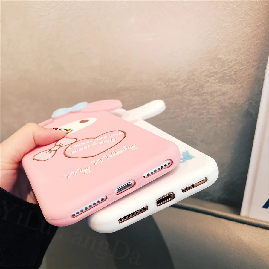 Милый 3D мультяшный чехол для телефона My Melody с двумя звездами для iPhone 6, 6s, 7, 8 Plus, X, XR, XS Max, мягкий силиконовый чехол, Fundas Coque Capa