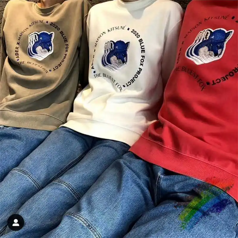 

Alta calidad Ader Error Fox Maison Kitsune cuello redondo de las mujeres de los hombres 1:1 Sudadera con capucha Adererror sudad