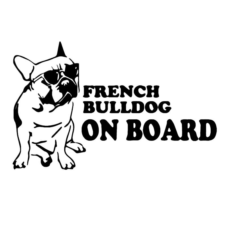 

S51251# Black Transparent Car Stickers Vinyl Decal French Bulldog on Board Dog Motorcycle Decorative Accessories Creative