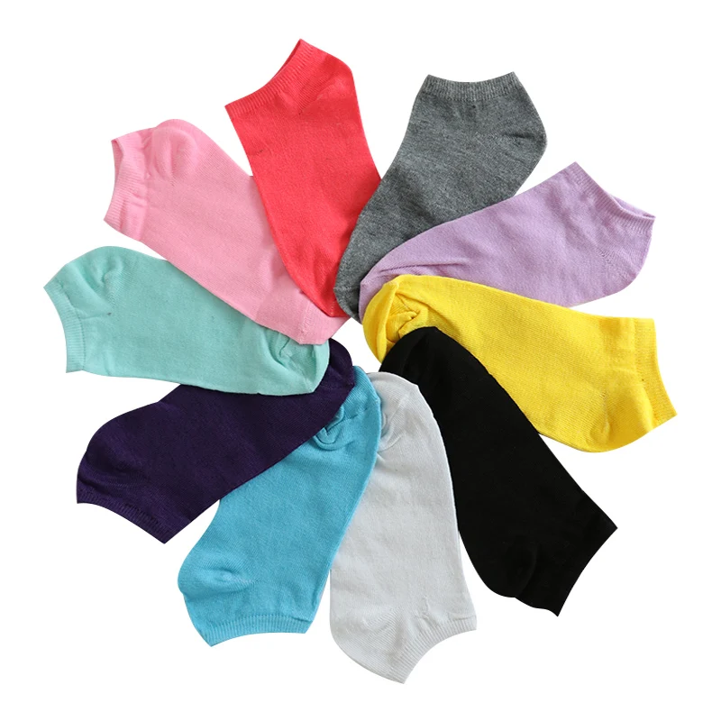 

10 Pairs Women Socks Breathable Socks Solid Color Boat socks Comfortable Cotton Ankle Socks White Black Gray
