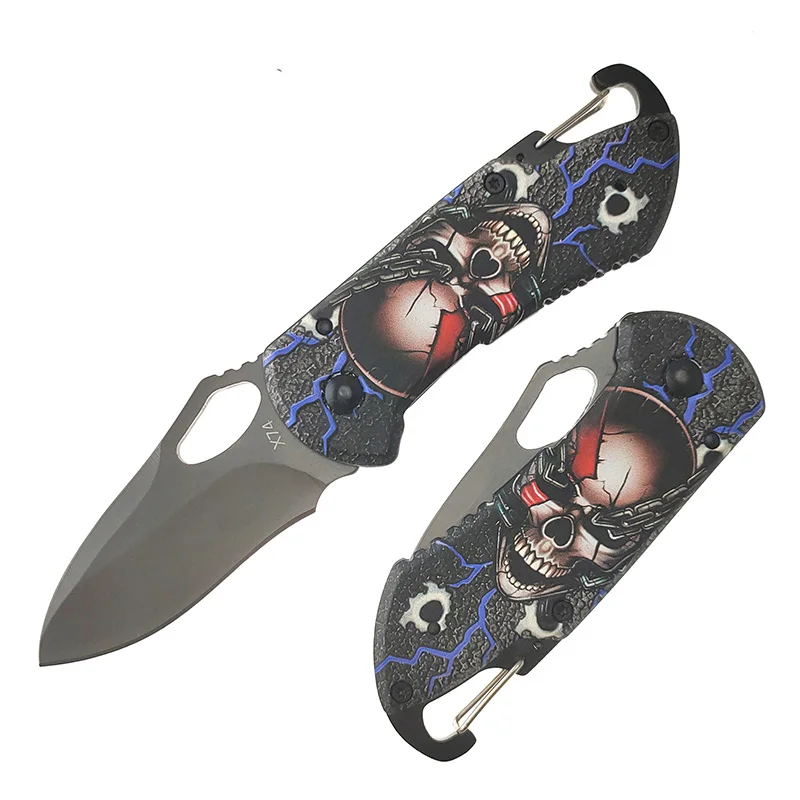 Брелок для ключей, компактный складной нож с 3d-черепом, острые лезвия, тактический Спасательный Инструмент для повседневного использования