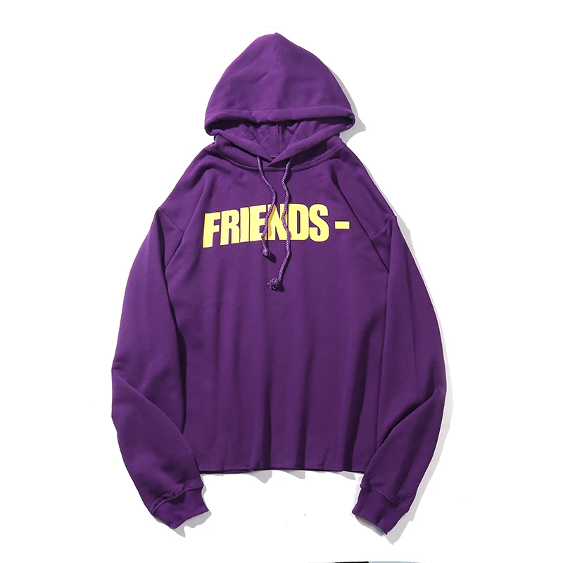 

Trendy brand Vlone Miami limited orange hoodie hem torn edge destruction men and women couple sweater jacket