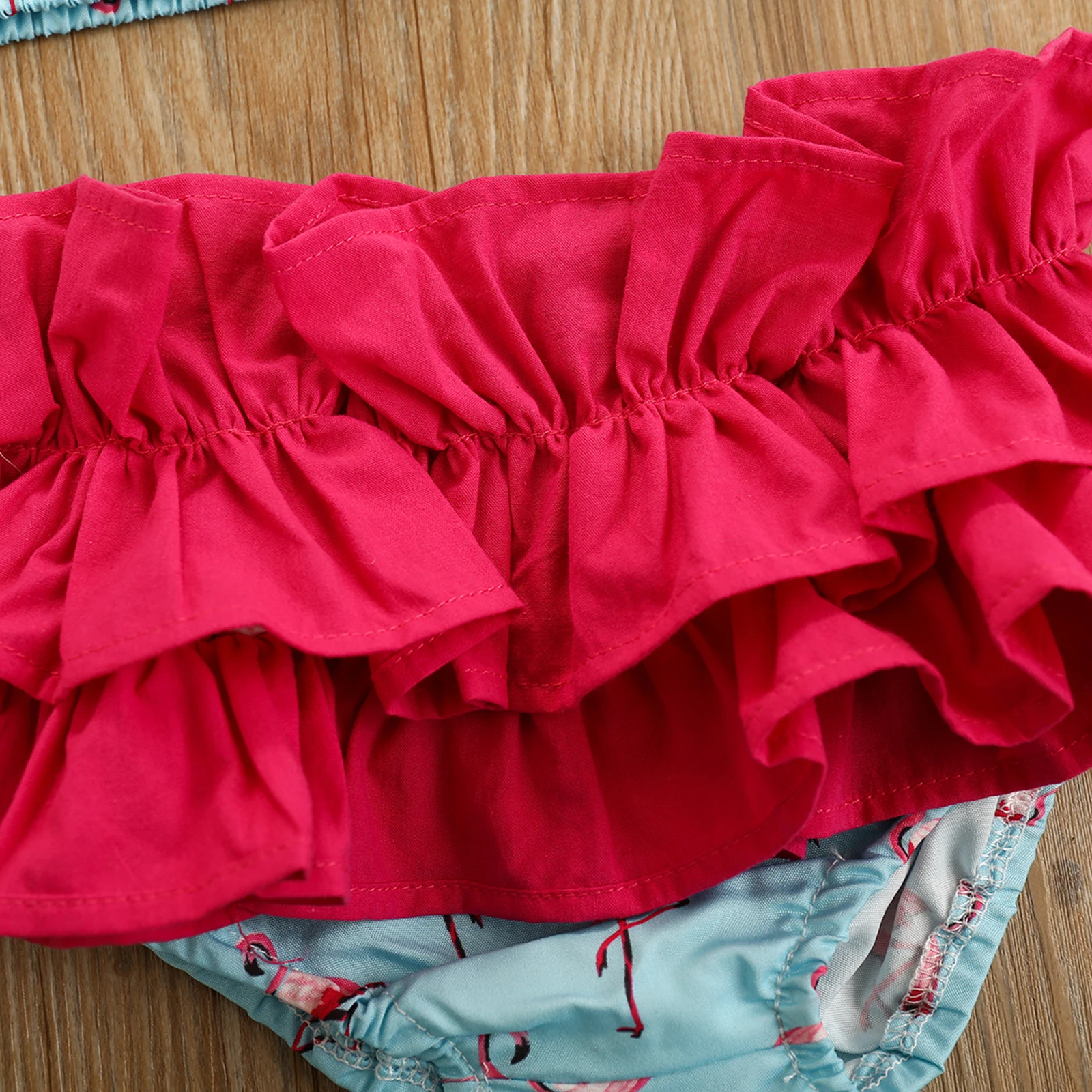 Купальник для маленьких девочек из 3 предметов с принтом фламинго на бретельках