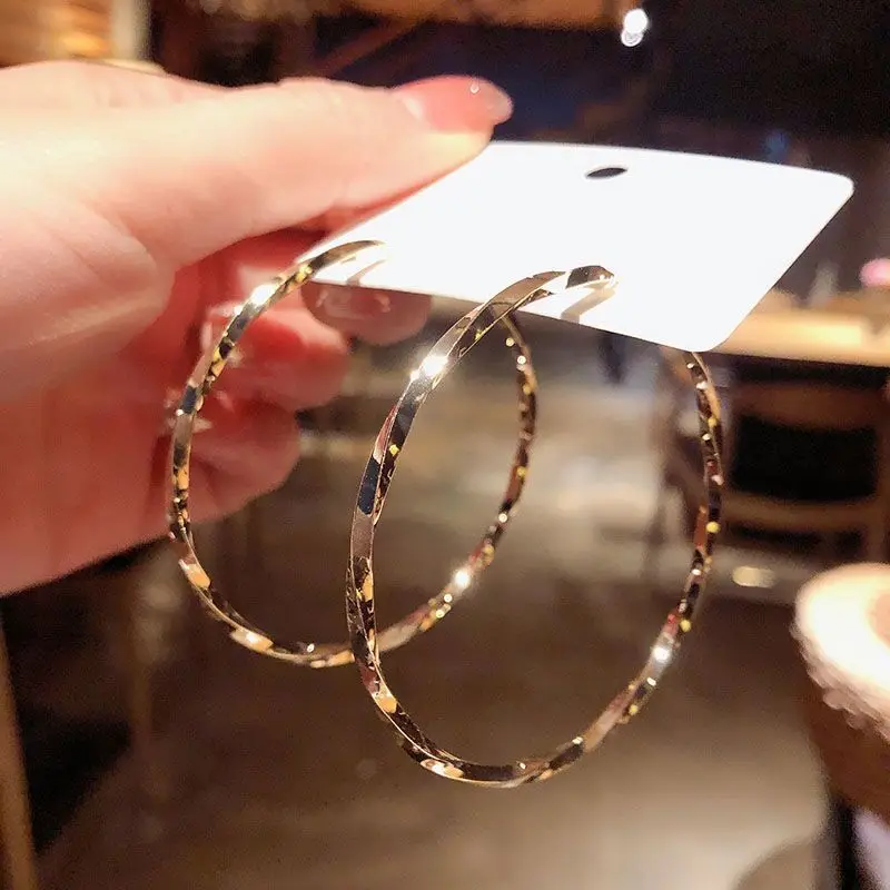 

New Fashion Big Hoop Earrings Basketball Brincos Shiny Starry Large Circle Earrings for Women Jewelry Gift