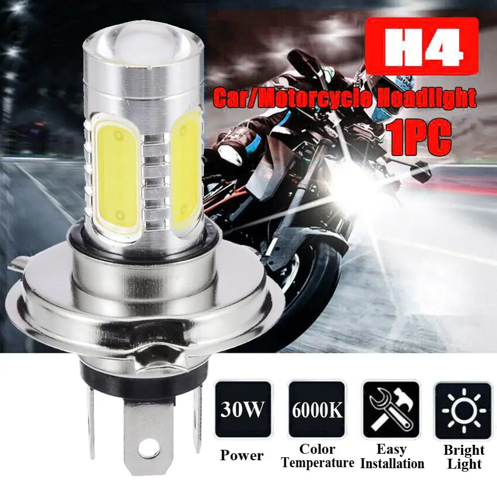 

H4 9003 6000K Car LED Fog Bulb High Power COB White Hi/Low Beam Motorcycle Headlight