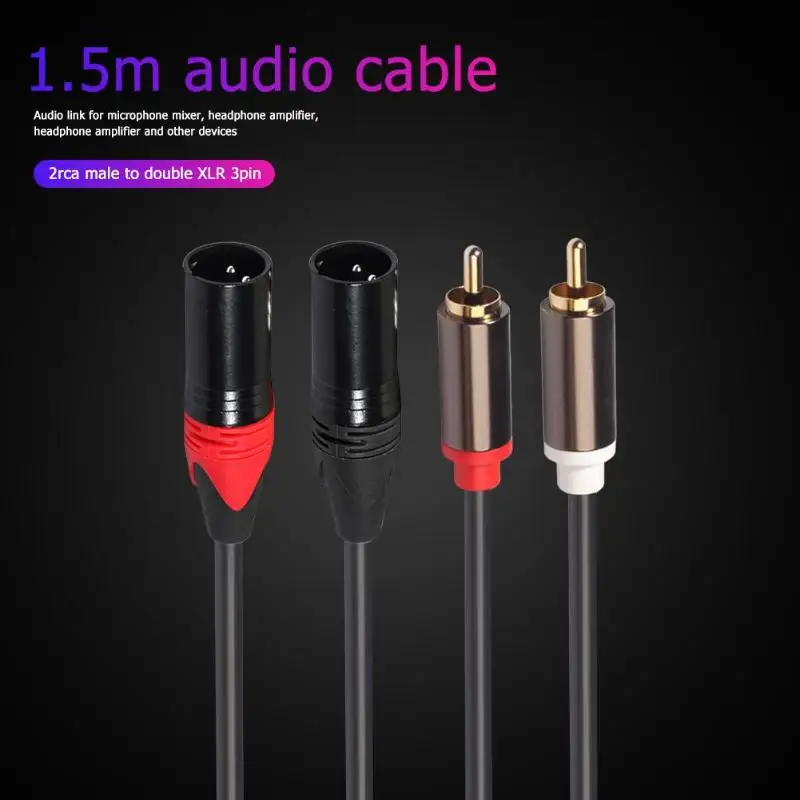 1 5 м аудио кабель 4.9ft двойной RCA штекер на XLR 3pin мужской адаптер Шнур для микрофона