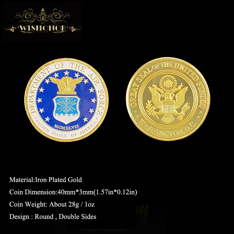 Новые товары 2017 позолоченные монеты армии США военные отдела ВВС для