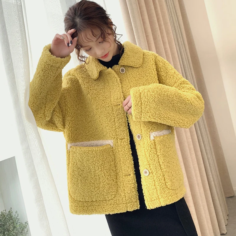 EACHIN женская зимняя куртка с мехом мода большой карман воротник лацканами длинный