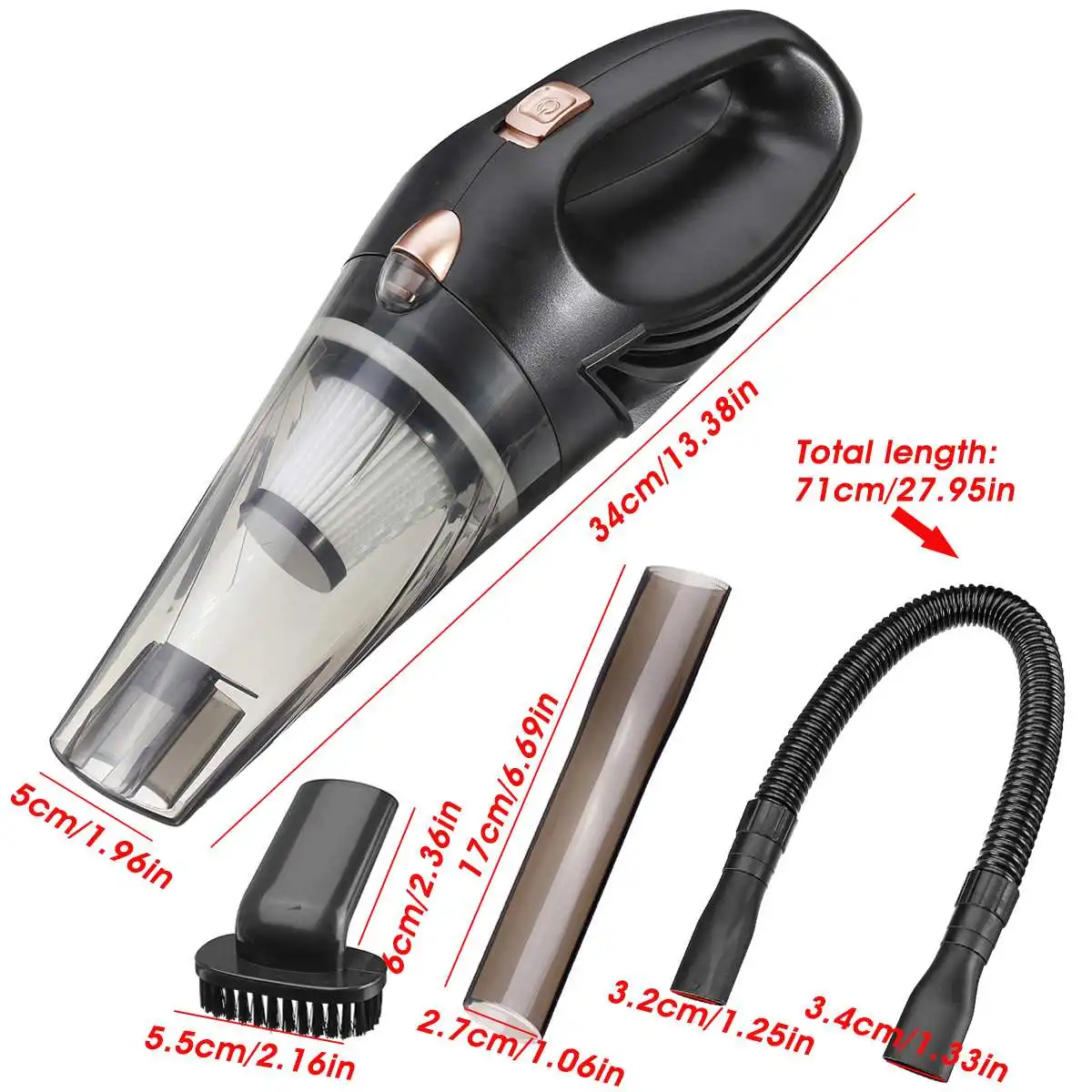 

12V 106W 2000mAh Vacuum Cleaner Handheld Wireless Multi-function Portable Wet Dry Strong Suction USB Recharge for Car and Home