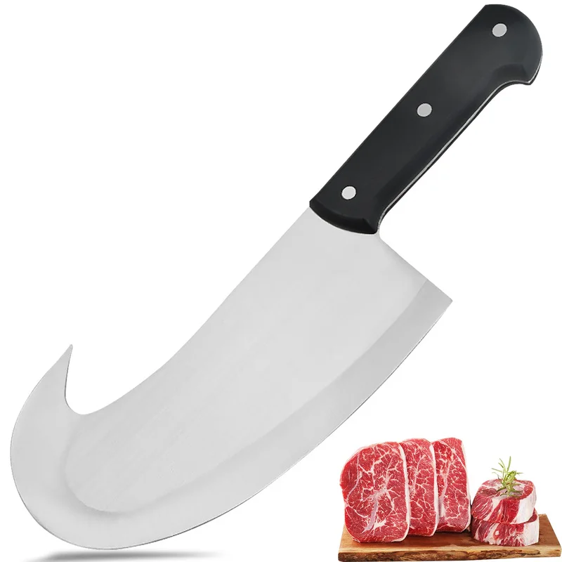 

9" Heavy Duty Bone Chopping Cleaver Chef Knife Stainless Steel Meat Vegetables Slicing Butcher Kitchen Knife Sharpener