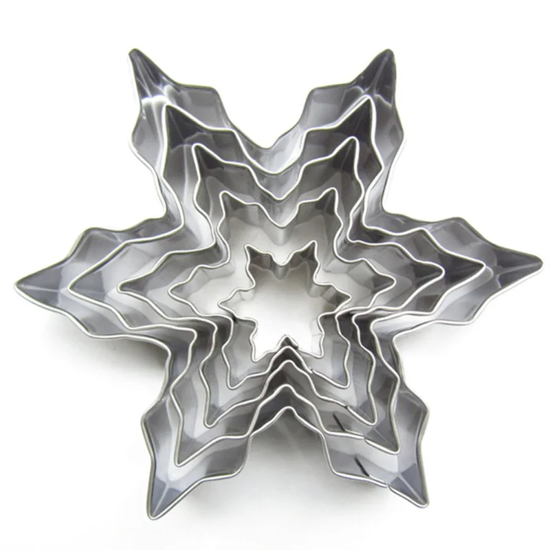 6 шт Рождество в форме снежинки для печенья Форма 3D Нержавеющая сталь