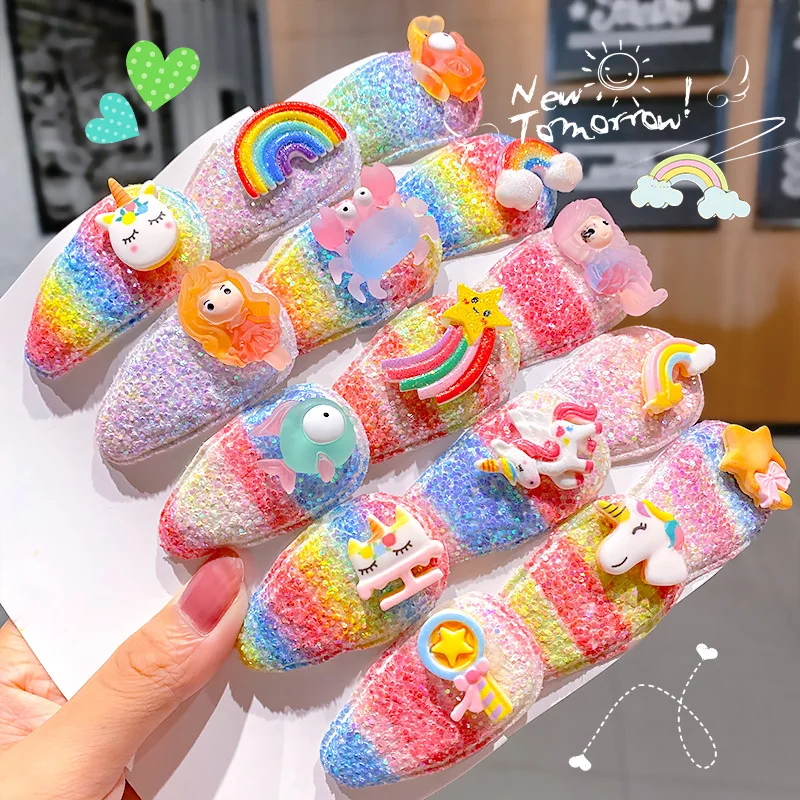 

Children Hairpin Cute Rainbow Cloud Hairpin Girl Ice Cream Fruit Headdress Colorful Princess Hair Accessories