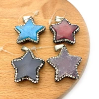 2pcspack fashion star shaped natural semi precious stone pendants 30mm 46mm sizes 5 colors for choice diy for making necklace