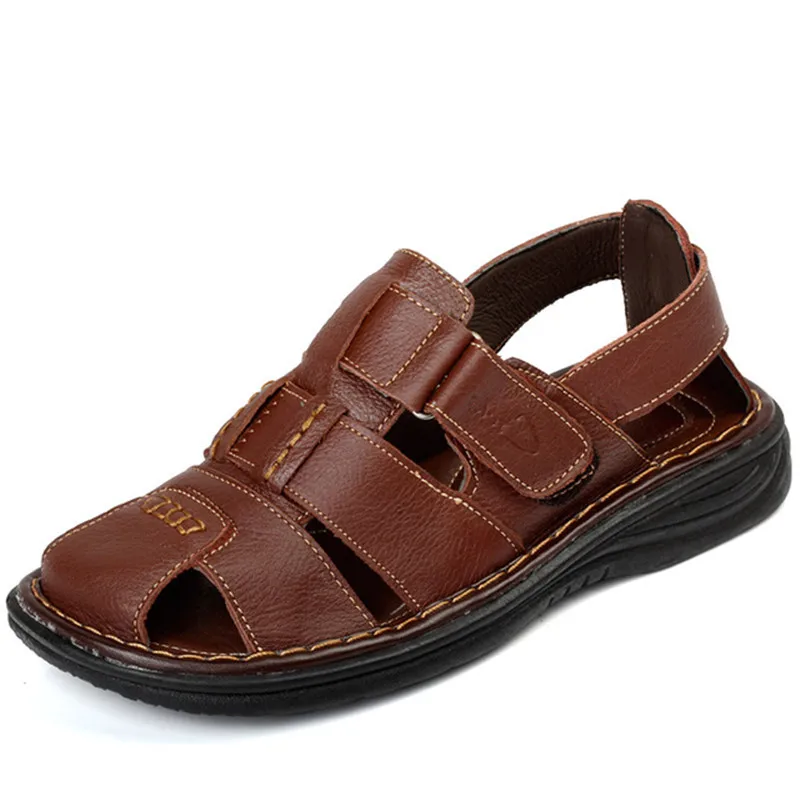 Мужские сандалии из натуральной кожи уличные кроссовки в римском стиле с мягкой