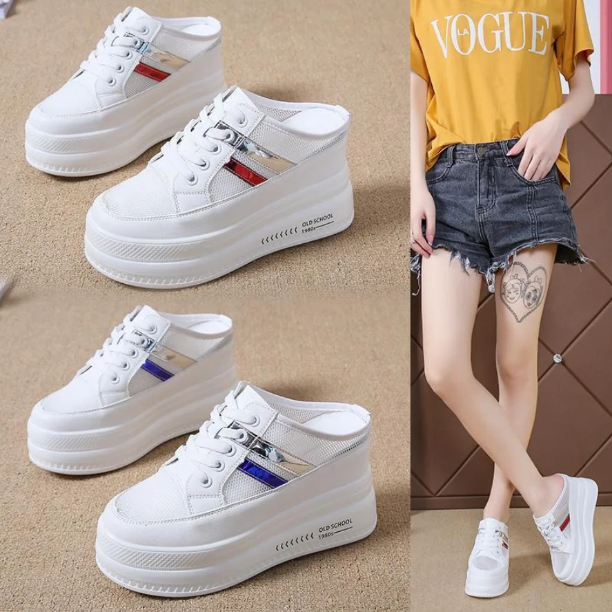 Brand Design Women Platform Slipper Fashion Sandals Shoes Round Toe Slip On Mules Heel Casual Slides Ladies Sandali Chaussure