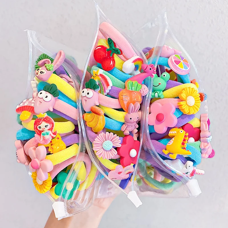 

10PCS/Set Girls Cartoon Animal Rubber Band Hair Accessories Candy Color Cute Hair Rope Princess Elasticity Hair Band Headwear
