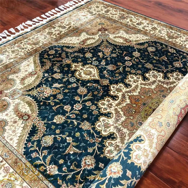 

5.5x8 Feet Persian Carpet For Living Room Hand Knotted Silk Rug Bed Room Carpets Anti-slip Floor Rugs