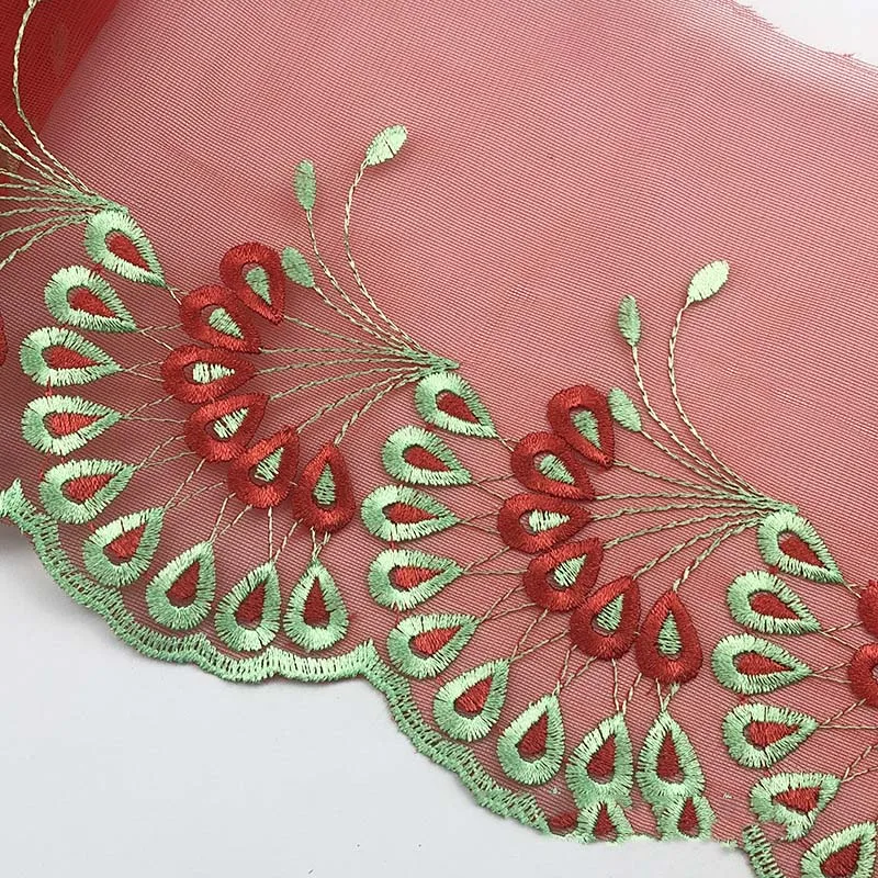 10Yds красная розовая синяя сетчатая кружевная отделка ткань вышитая лента для