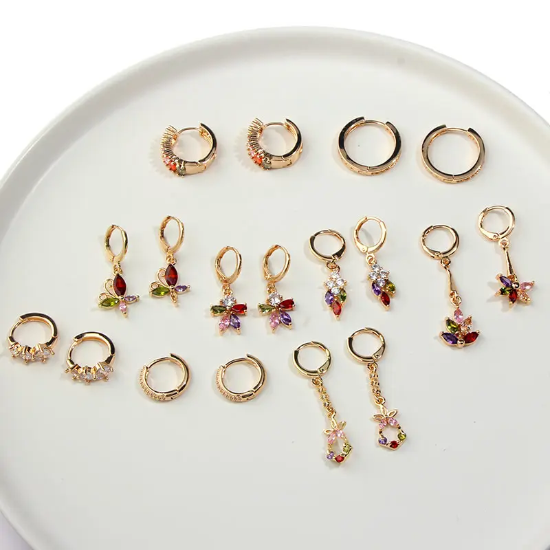 Flatfoosie женские серьги подарок золотые обтягивающие радужные хрустальные хрящи