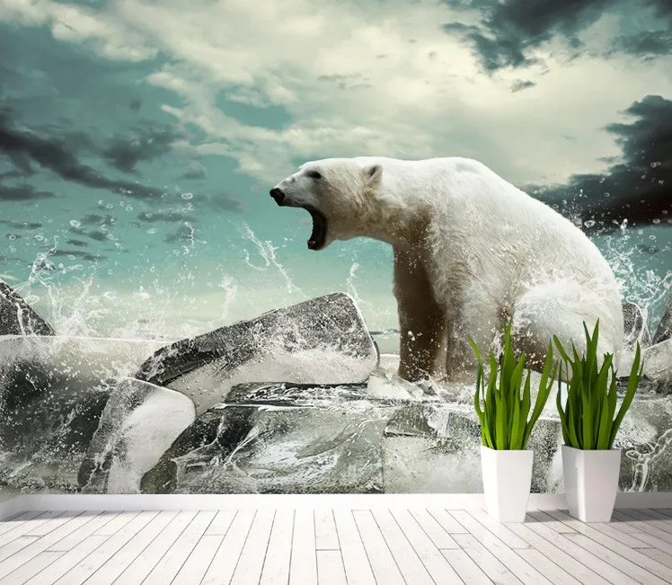 Прямая поставка пользовательские 3D фотообои полярный медведь животные большая