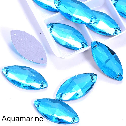 Aquamarine Многие Цвета лошадиный глаз пришить стразы маркиза, головастой формы лист с украшением в виде кристаллов Стекло пришить стразы свадебное платье Y1651 - Цвет: Aquamarine