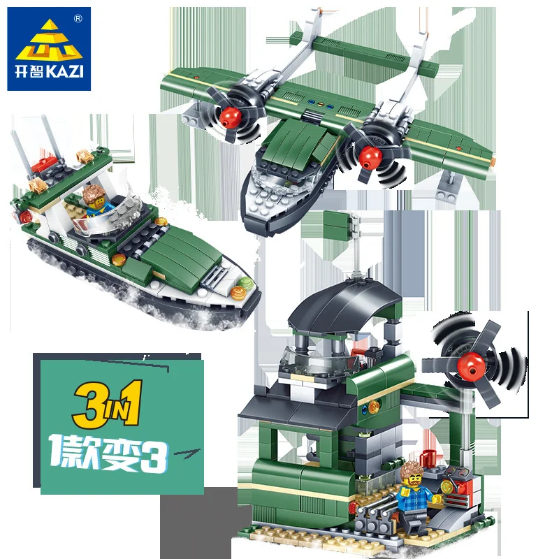 

339pcs Kaizhi 80013 City Villa Series 3 In 1 Double Tail Water Glider Small Particle Building Block Toy Gifts