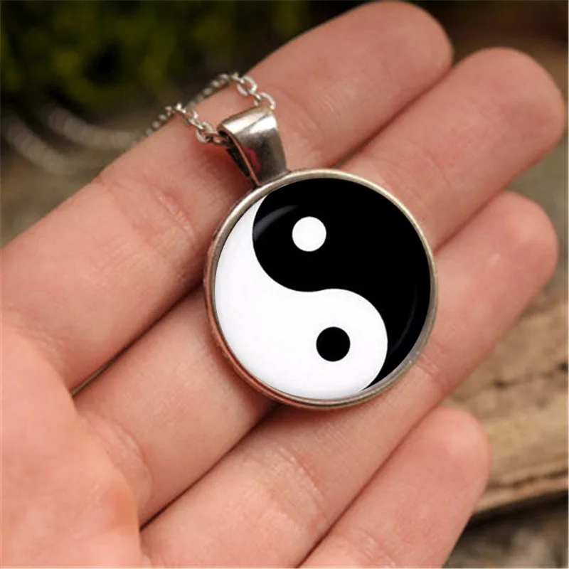 Стеклянный кабошон подвеска ожерелье YinYang TaiChi Художественные изображения Модная