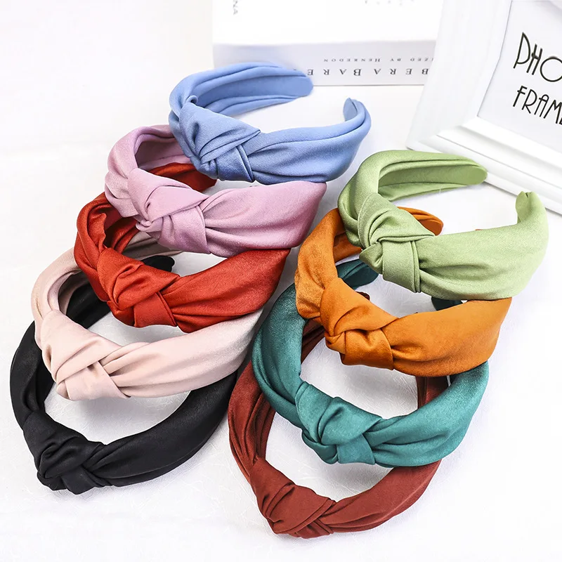 

Wholesale women solid color headband girl's knot headwear lady's hair accessories ins elegant hairbands