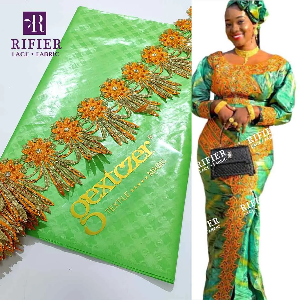 Небесно-голубая и Золотая лента с бисером для шитья платьев кружевная ткань