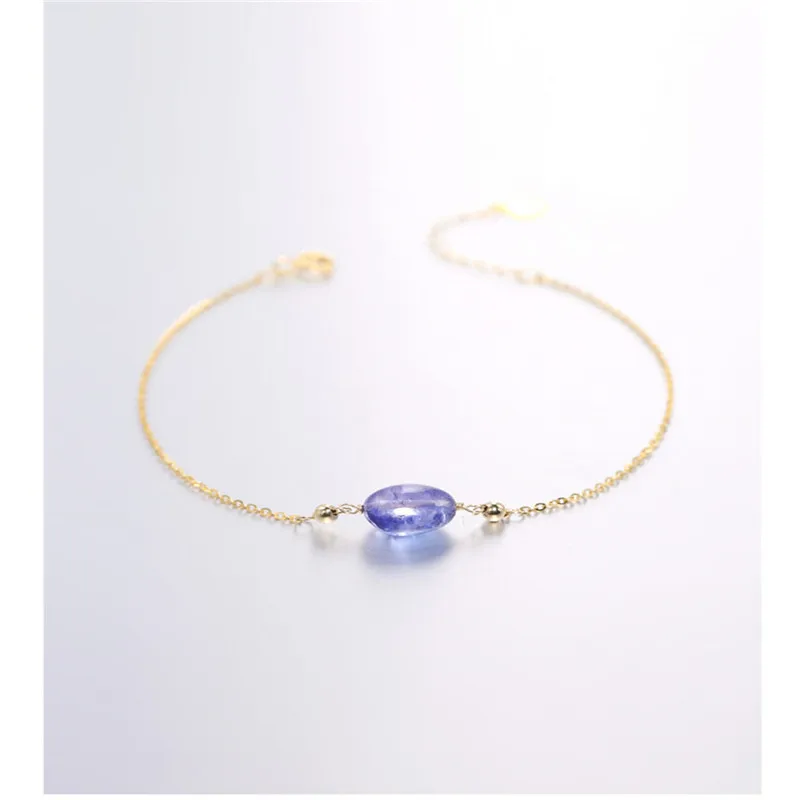 DAIMI Простой браслет с танзанитом женский желтый 18K золото цветные драгоценные