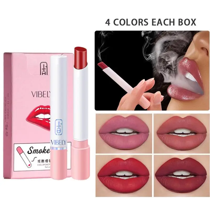 Губная помада матовая бархатная водостойкая стойкая с дымчатым тюбиком красная