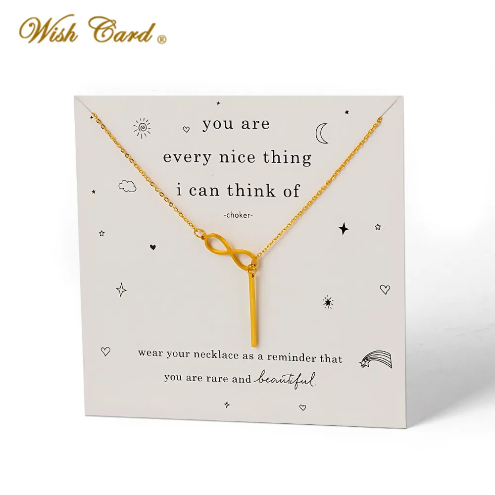 Wish Card модное ожерелье из нержавеющей стали для женщин счастливый номер 8 вечерние свадебное ожерелье ювелирные изделия подарок для девочек CN270