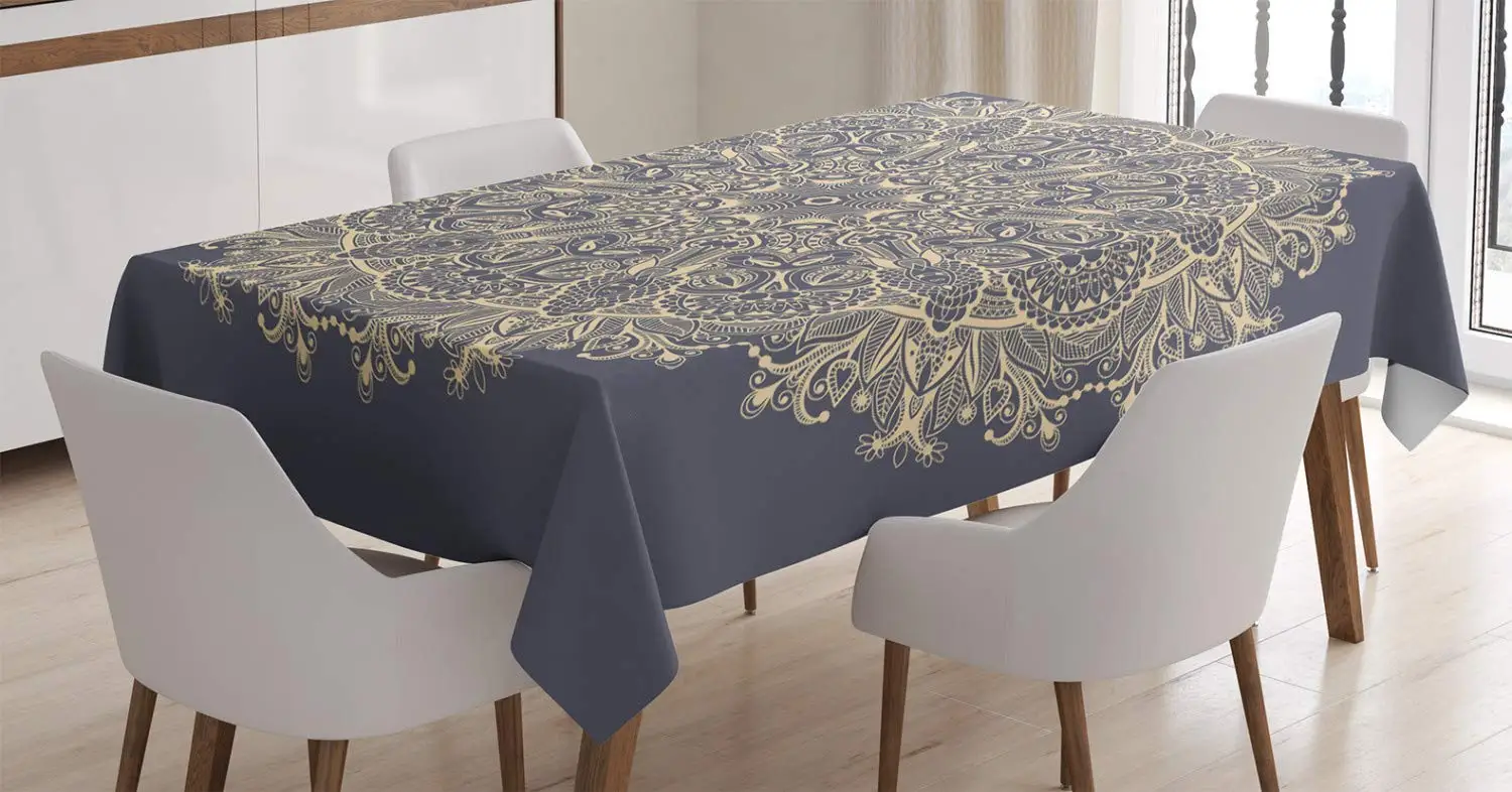 Скатерть с изображением символа Мандала Стиль Цветочная тайна глубокая активная