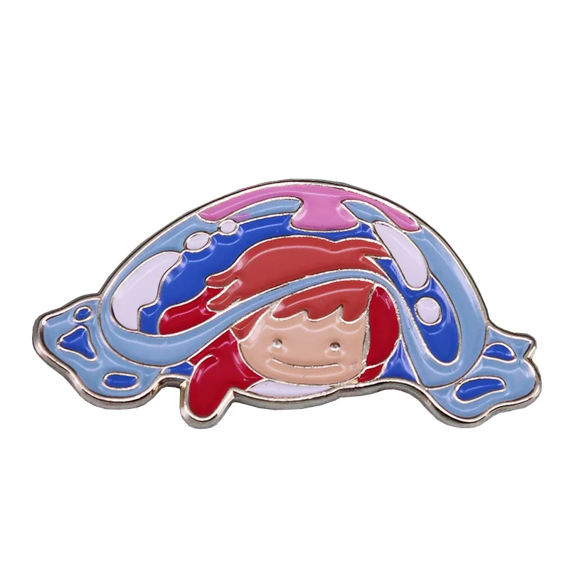 Фигурка понё на скале по морю из аниме превосходное качество брошь пузырей