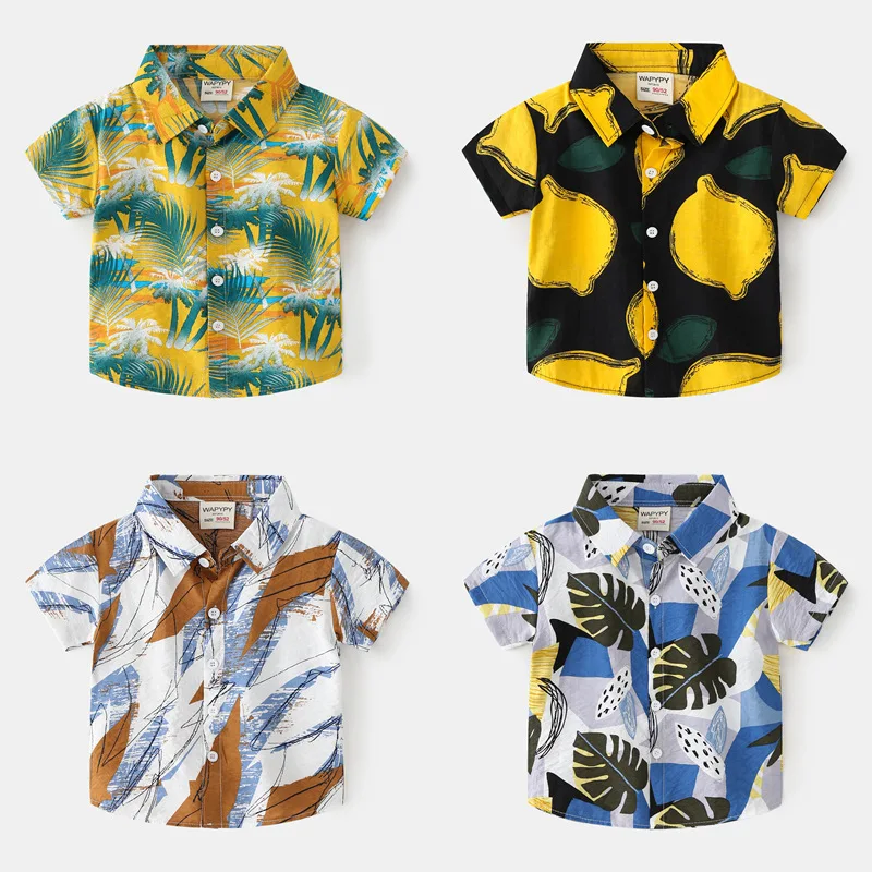 

Kids Blouse Children's Short-sleeved Shirt 2021 Summer Fashion Boy Beach Baby Shirt Casual Flower Thin Top Korean Baby Clothes