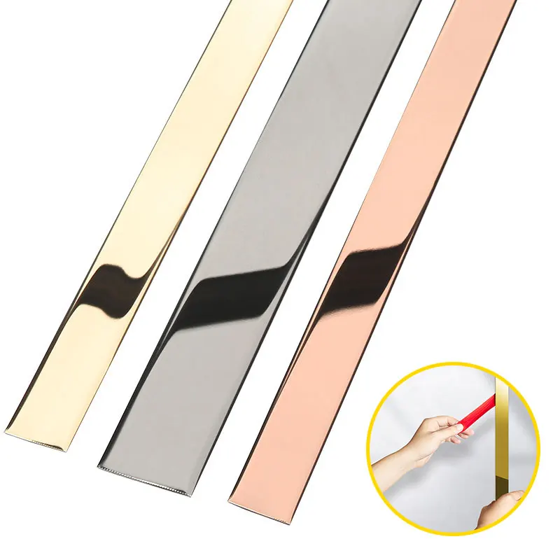 5M/Roll Metal Flat Decorative Lines Titanium Gold Silver Black Waterproof Frame Decoration Line Wall Ceiling Edging Strip 2021 | Дом и сад