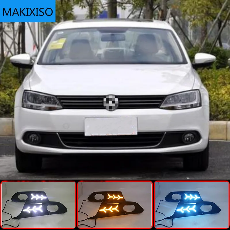 

1 комплект 12 в светодиодный одов для Volkswagen VW Jetta Sagitar 2012 2013 2014 DRL дневные ходовые огни дневного света ABS противотуманная фара крышка
