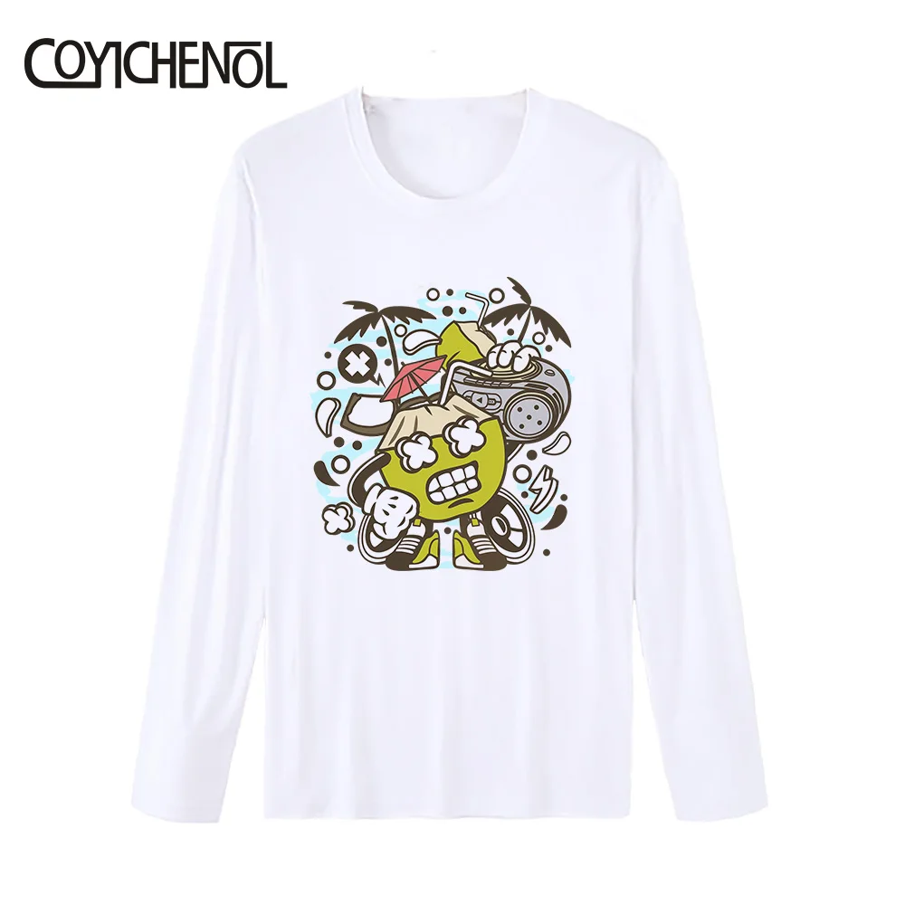 

cartoon graffitin kawaii tshirt woman 2020 top large size fashion winter long sleeves o-neck shirt solid color top COYICHENOL