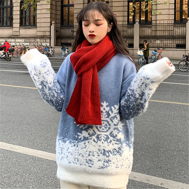 Японская Рождественская Женская осенне-зимняя модная свободная нежная