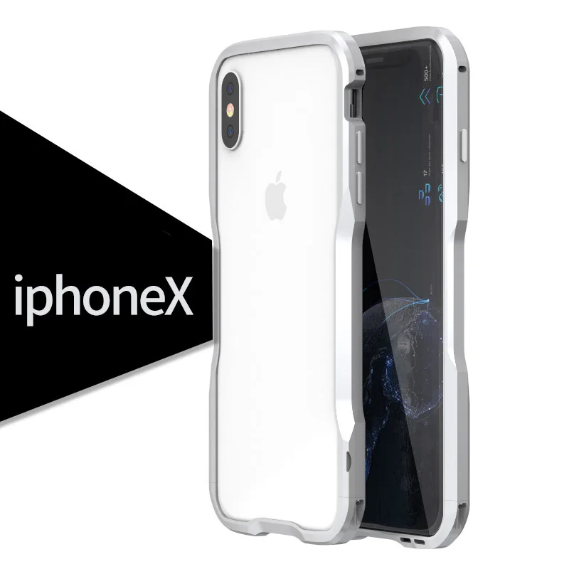 Металлический Чехол-бампер для iPhone11 Pro XS max, чехол с алюминиевой рамкой, жесткий защитный чехол для iPhone X R 7 8 Plus, чехол-бампер iphon - Цвет: silver