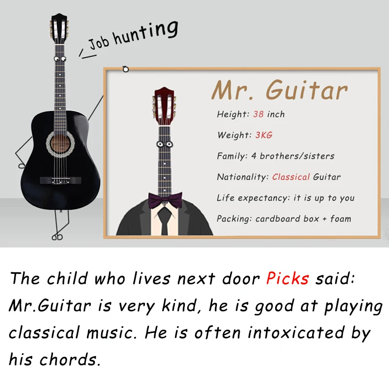 Mr Guitar 38 Классическая гитара 6 струн 4 цвета гитарные аксессуары с струнами сумка